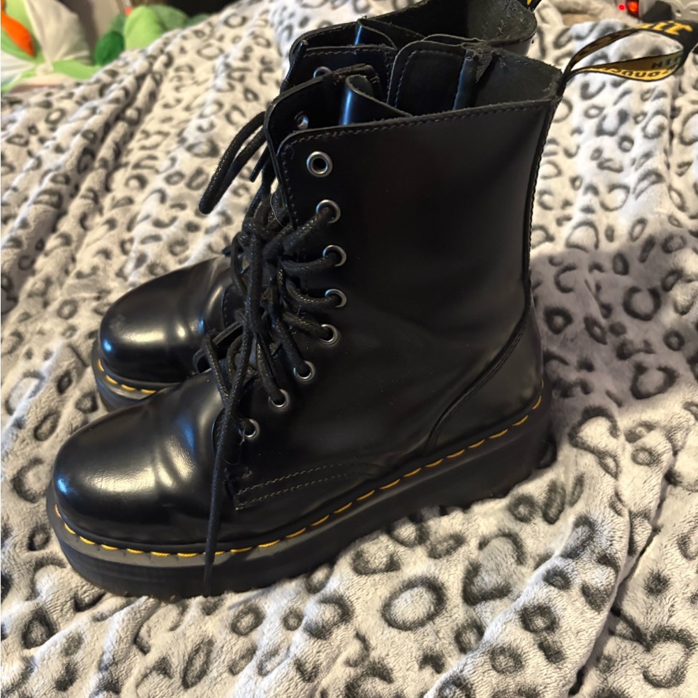 Black Leather Combat Boots